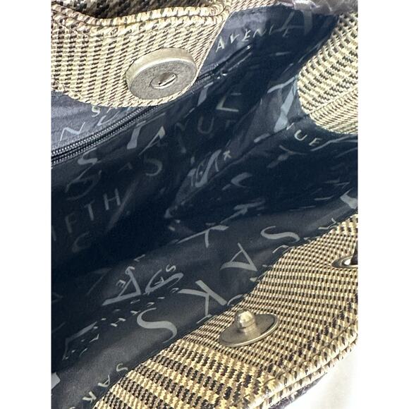 Saks Fifth Avenue Vegan Leather Backpack Tote Handbag Brown & Tan Plaid Unisex - Picture 7 of 9